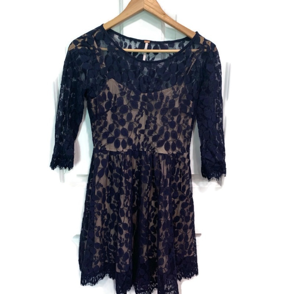 Free People navy laced dress size 0